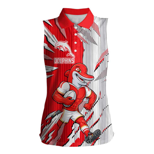 Personalized Dolphins Women Sleeveless Polo Shirt Dynamic Lightning Mascot Rugby Australia
