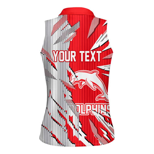 Personalized Dolphins Women Sleeveless Polo Shirt Dynamic Lightning Mascot Rugby Australia
