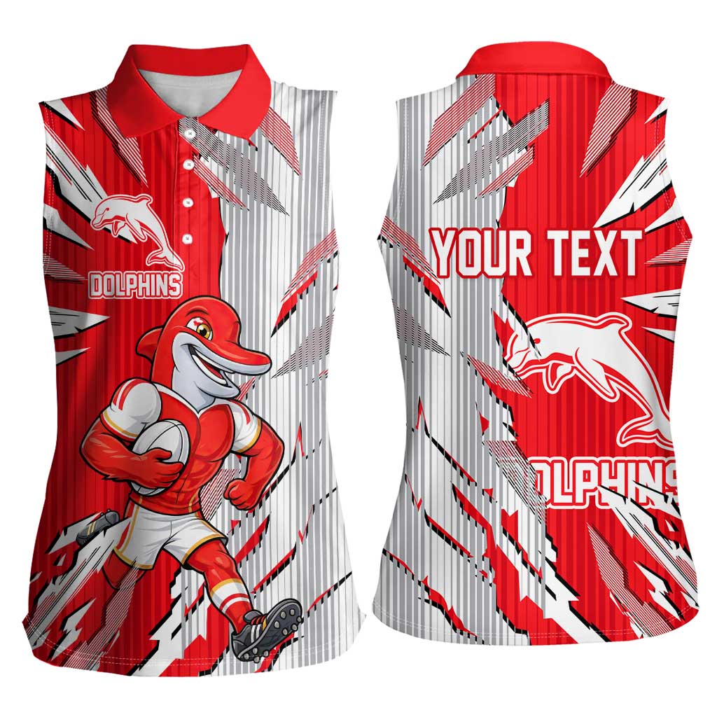 Personalized Dolphins Women Sleeveless Polo Shirt Dynamic Lightning Mascot Rugby Australia