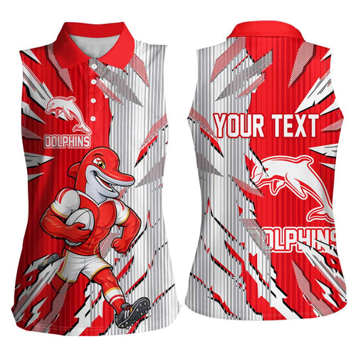 Personalized Dolphins Women Sleeveless Polo Shirt Dynamic Lightning Mascot Rugby Australia