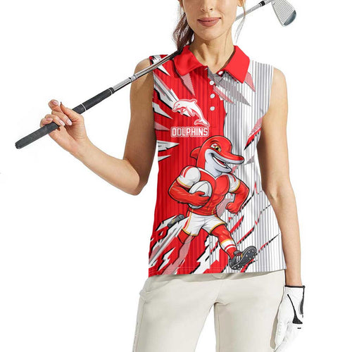Personalized Dolphins Women Sleeveless Polo Shirt Dynamic Lightning Mascot Rugby Australia