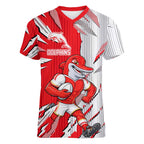 Personalized Dolphins Women V-Neck T-Shirt Dynamic Lightning Mascot Rugby Australia