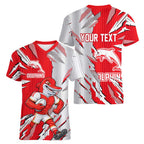 Personalized Dolphins Women V-Neck T-Shirt Dynamic Lightning Mascot Rugby Australia