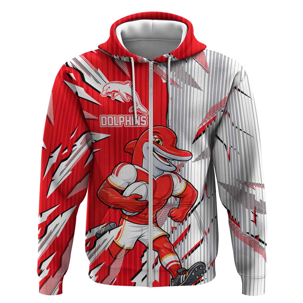 Personalized Dolphins Zip Hoodie Dynamic Lightning Mascot Rugby Australia