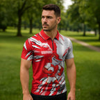 Personalized Dolphins Zipper Polo Shirt Dynamic Lightning Mascot Rugby Australia