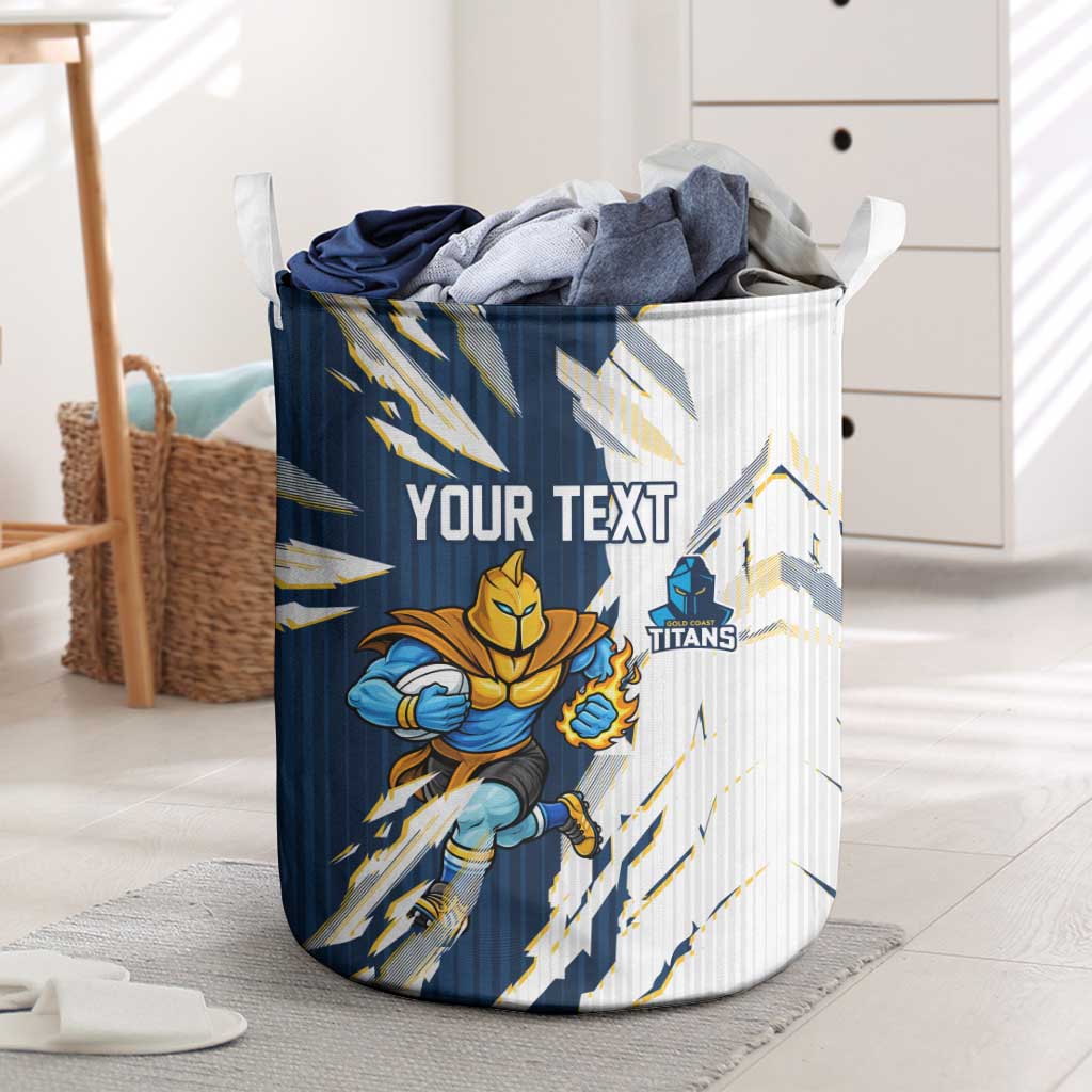 Personalized Gold Coast Titans Laundry Basket Dynamic Lightning Mascot Rugby Australia