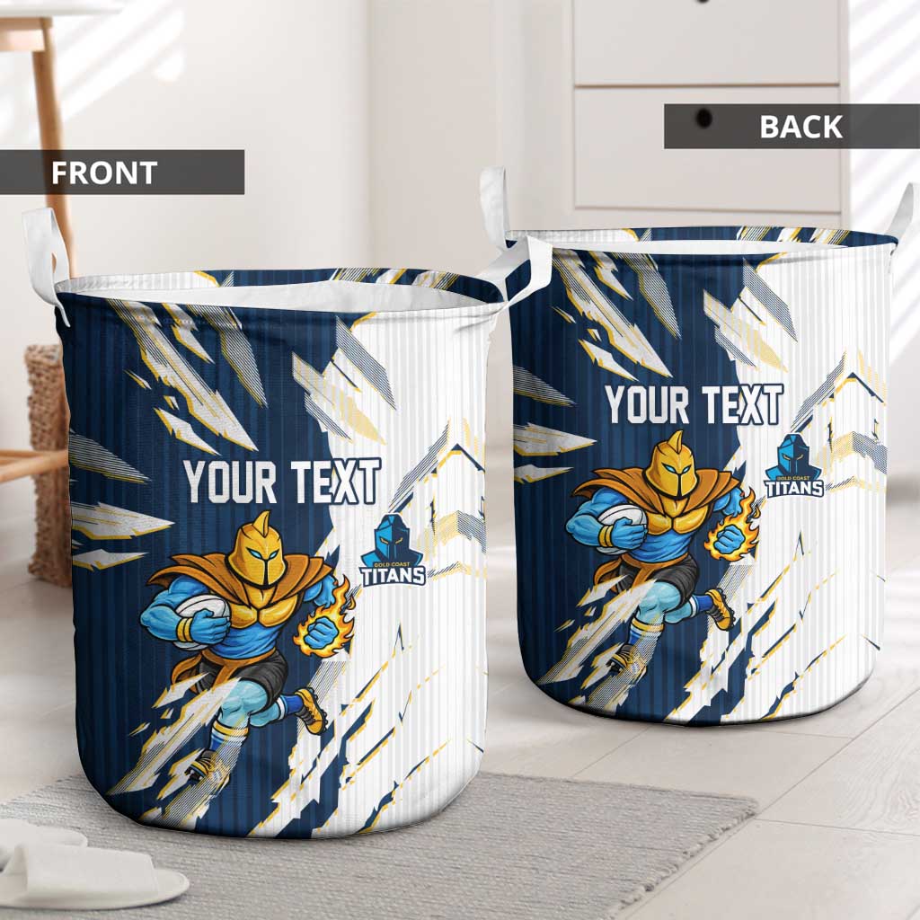 Personalized Gold Coast Titans Laundry Basket Dynamic Lightning Mascot Rugby Australia