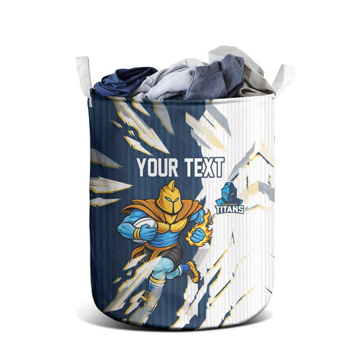 Personalized Gold Coast Titans Laundry Basket Dynamic Lightning Mascot Rugby Australia