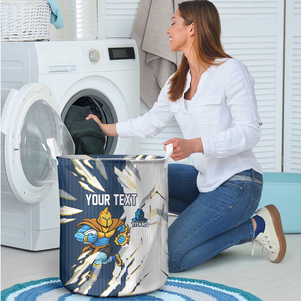 Personalized Gold Coast Titans Laundry Basket Dynamic Lightning Mascot Rugby Australia