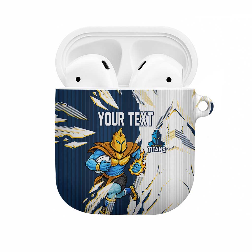 Personalized Gold Coast Titans AirPods Case Dynamic Lightning Mascot Rugby Australia