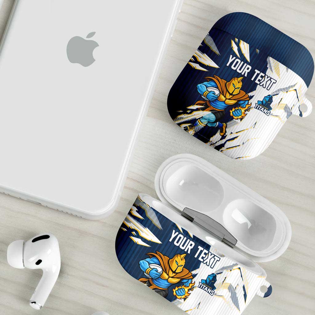 Personalized Gold Coast Titans AirPods Case Dynamic Lightning Mascot Rugby Australia