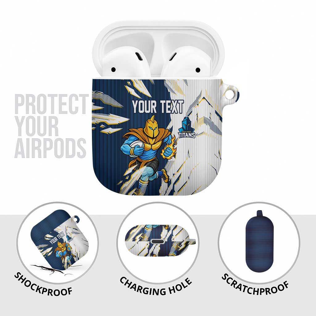 Personalized Gold Coast Titans AirPods Case Dynamic Lightning Mascot Rugby Australia