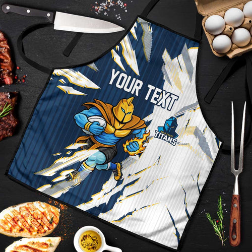 Personalized Gold Coast Titans Apron Dynamic Lightning Mascot Rugby Australia