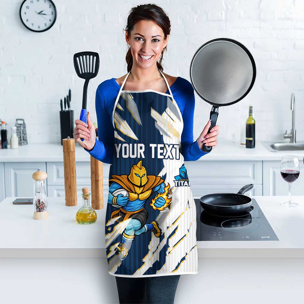 Personalized Gold Coast Titans Apron Dynamic Lightning Mascot Rugby Australia