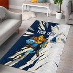 Personalized Gold Coast Titans Area Rug Dynamic Lightning Mascot Rugby Australia