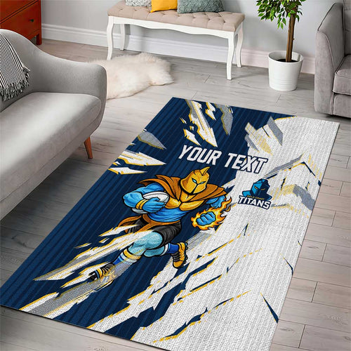 Personalized Gold Coast Titans Area Rug Dynamic Lightning Mascot Rugby Australia