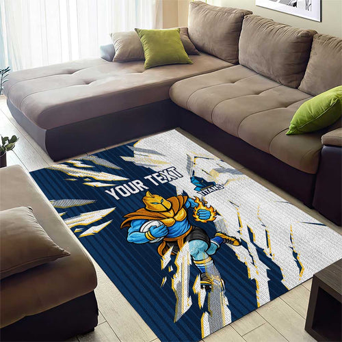 Personalized Gold Coast Titans Area Rug Dynamic Lightning Mascot Rugby Australia