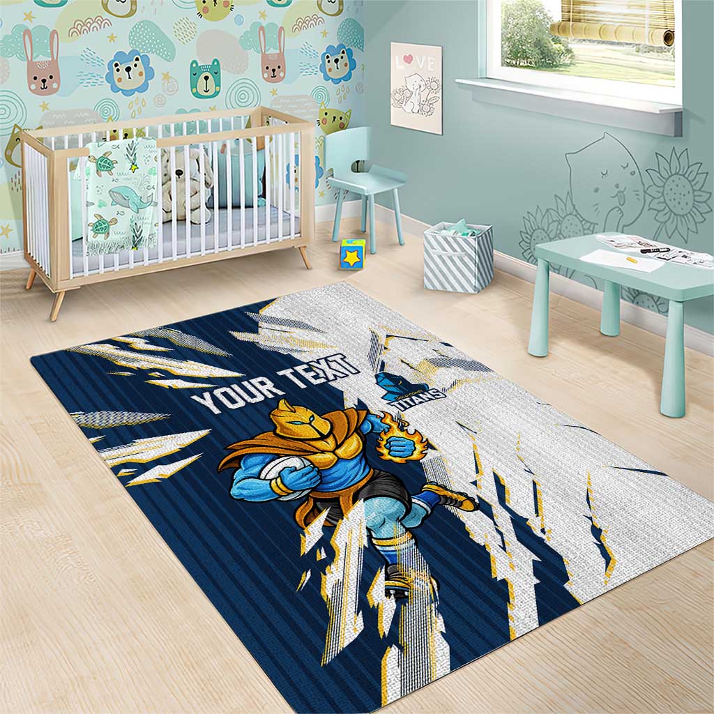 Personalized Gold Coast Titans Area Rug Dynamic Lightning Mascot Rugby Australia