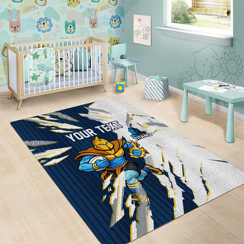 Personalized Gold Coast Titans Area Rug Dynamic Lightning Mascot Rugby Australia