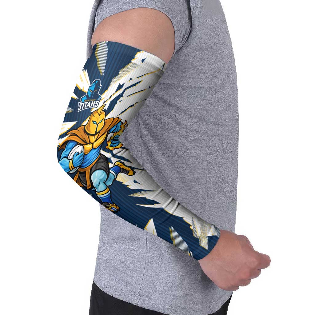 Personalized Gold Coast Titans Arm Sleeves Dynamic Lightning Mascot Rugby Australia