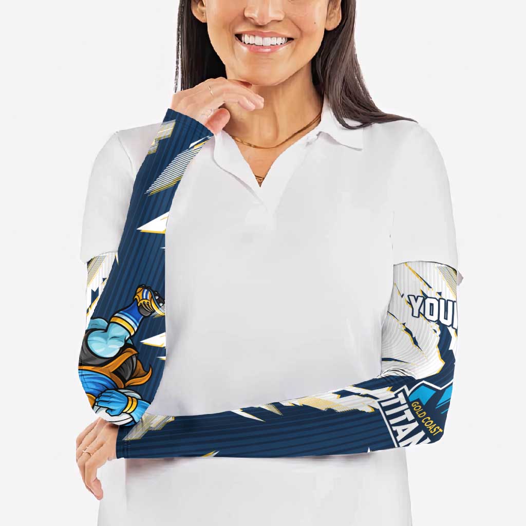 Personalized Gold Coast Titans Arm Sleeves Dynamic Lightning Mascot Rugby Australia