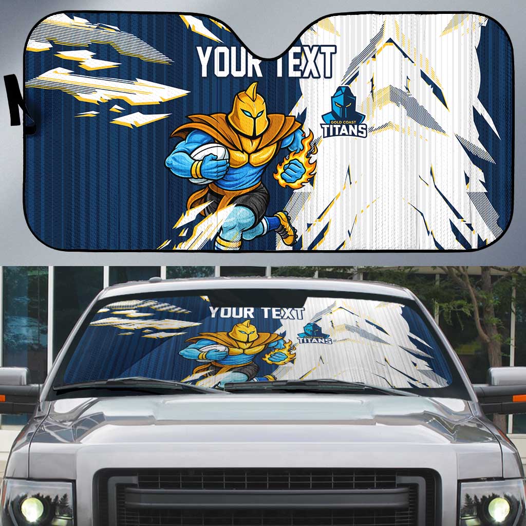 Personalized Gold Coast Titans Auto Sun Shade Dynamic Lightning Mascot Rugby Australia