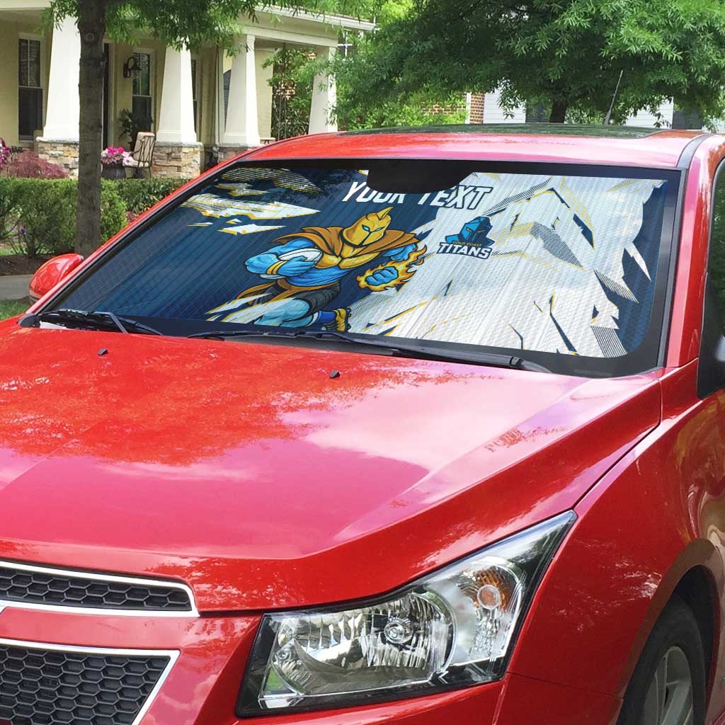 Personalized Gold Coast Titans Auto Sun Shade Dynamic Lightning Mascot Rugby Australia
