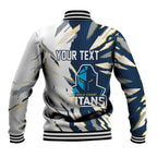 Personalized Gold Coast Titans Baseball Jacket Dynamic Lightning Mascot Rugby Australia