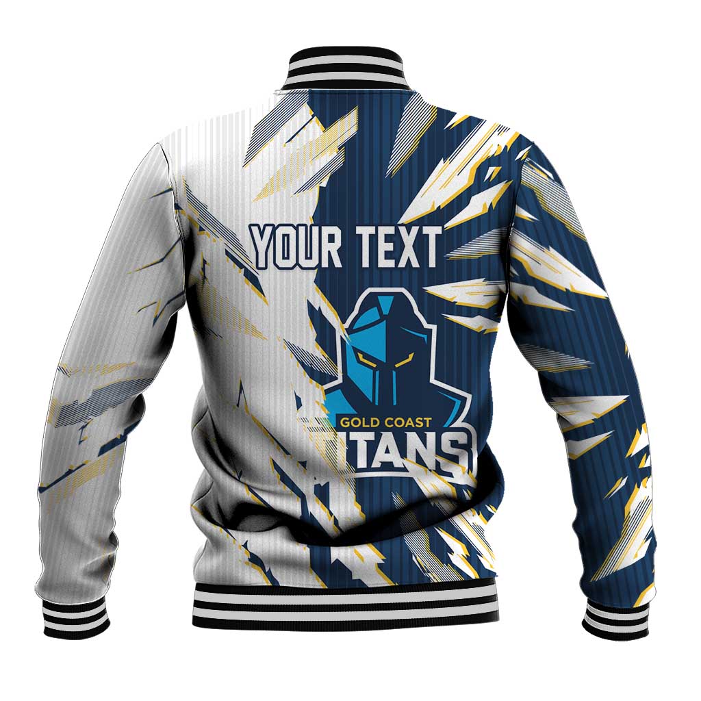 Personalized Gold Coast Titans Baseball Jacket Dynamic Lightning Mascot Rugby Australia