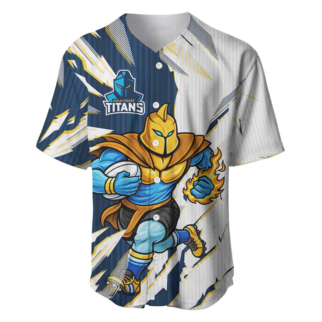 Personalized Gold Coast Titans Baseball Jersey Dynamic Lightning Mascot Rugby Australia