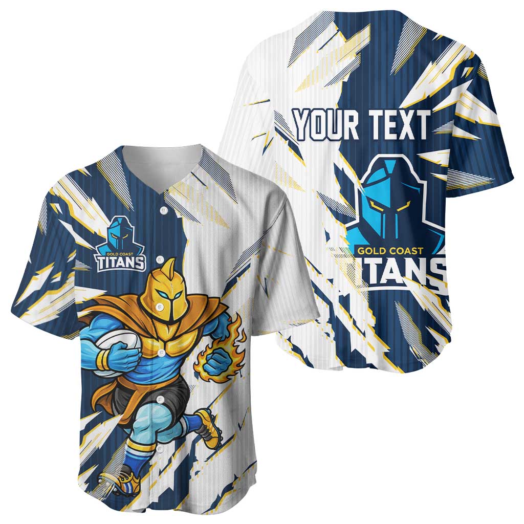 Personalized Gold Coast Titans Baseball Jersey Dynamic Lightning Mascot Rugby Australia