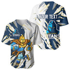 Personalized Gold Coast Titans Baseball Jersey Dynamic Lightning Mascot Rugby Australia