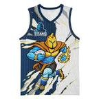 Personalized Gold Coast Titans Basketball Jersey Dynamic Lightning Mascot Rugby Australia