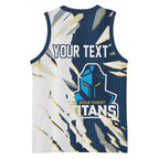 Personalized Gold Coast Titans Basketball Jersey Dynamic Lightning Mascot Rugby Australia