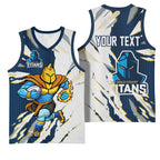 Personalized Gold Coast Titans Basketball Jersey Dynamic Lightning Mascot Rugby Australia