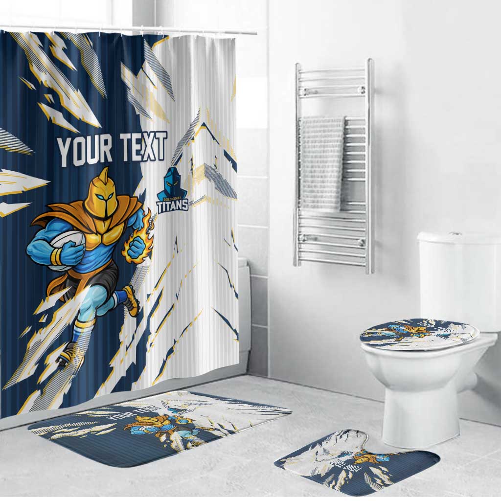 Personalized Gold Coast Titans Bathroom Set Dynamic Lightning Mascot Rugby Australia