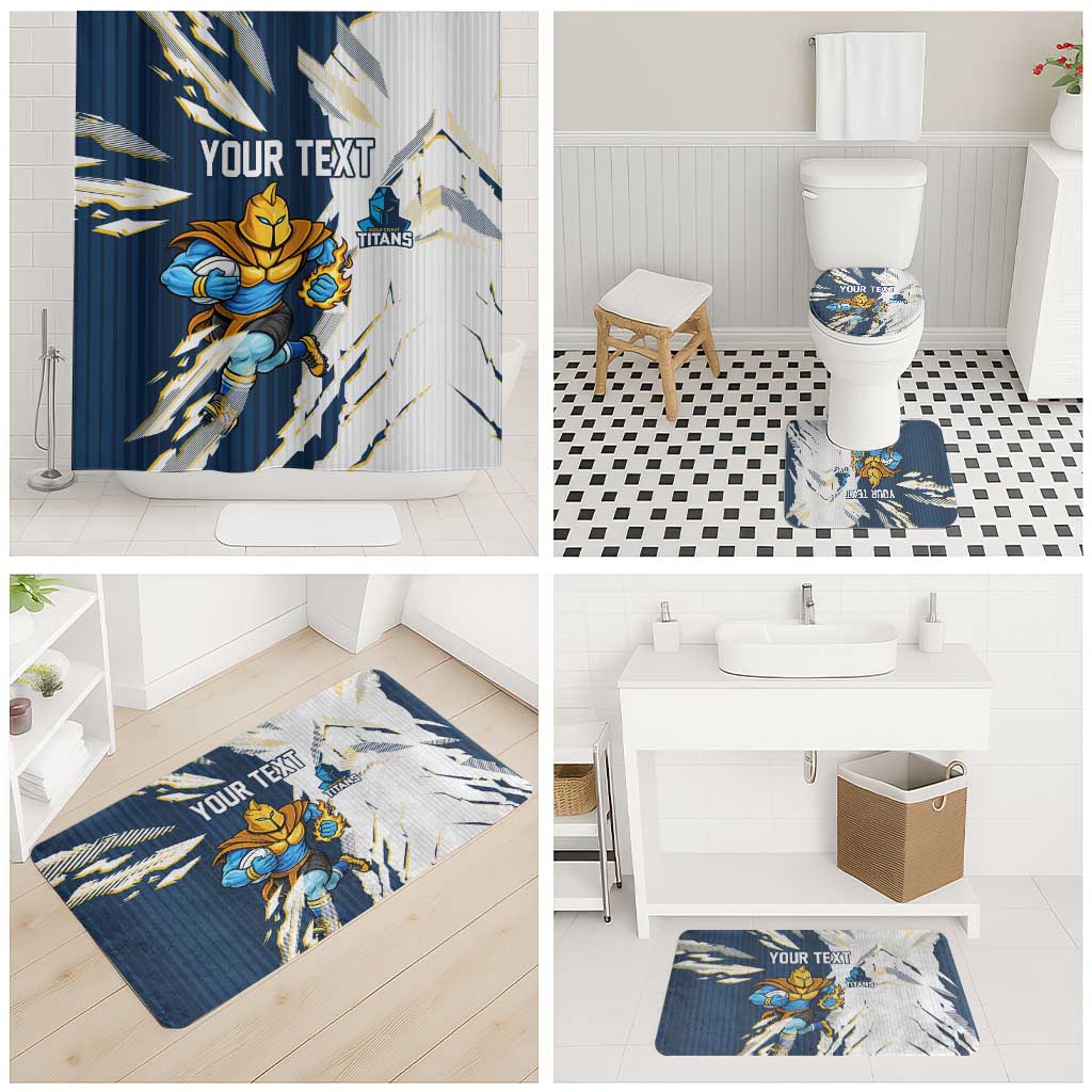 Personalized Gold Coast Titans Bathroom Set Dynamic Lightning Mascot Rugby Australia