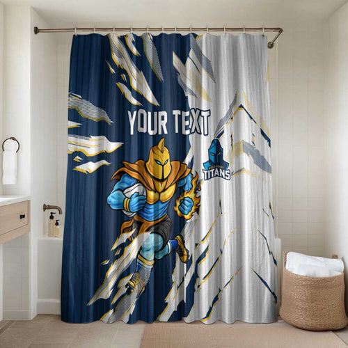 Personalized Gold Coast Titans Bathroom Set Dynamic Lightning Mascot Rugby Australia
