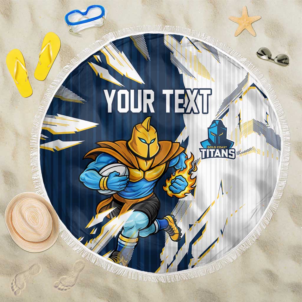 Personalized Gold Coast Titans Beach Blanket Dynamic Lightning Mascot Rugby Australia