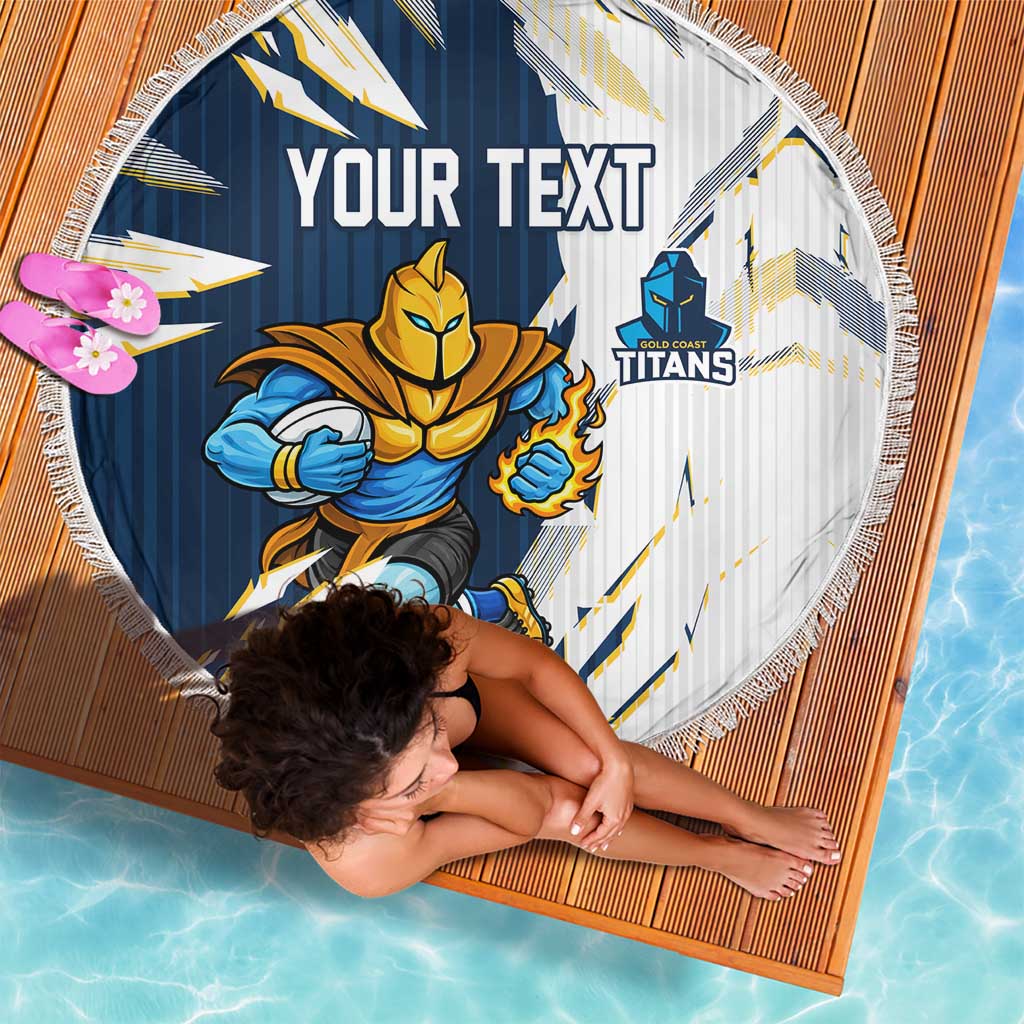 Personalized Gold Coast Titans Beach Blanket Dynamic Lightning Mascot Rugby Australia