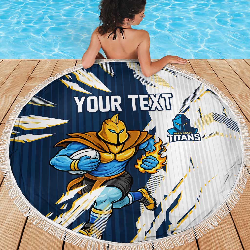 Personalized Gold Coast Titans Beach Blanket Dynamic Lightning Mascot Rugby Australia