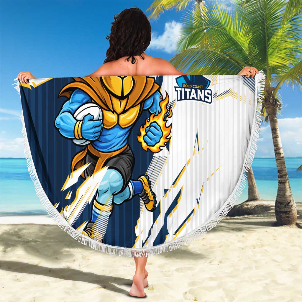 Personalized Gold Coast Titans Beach Blanket Dynamic Lightning Mascot Rugby Australia