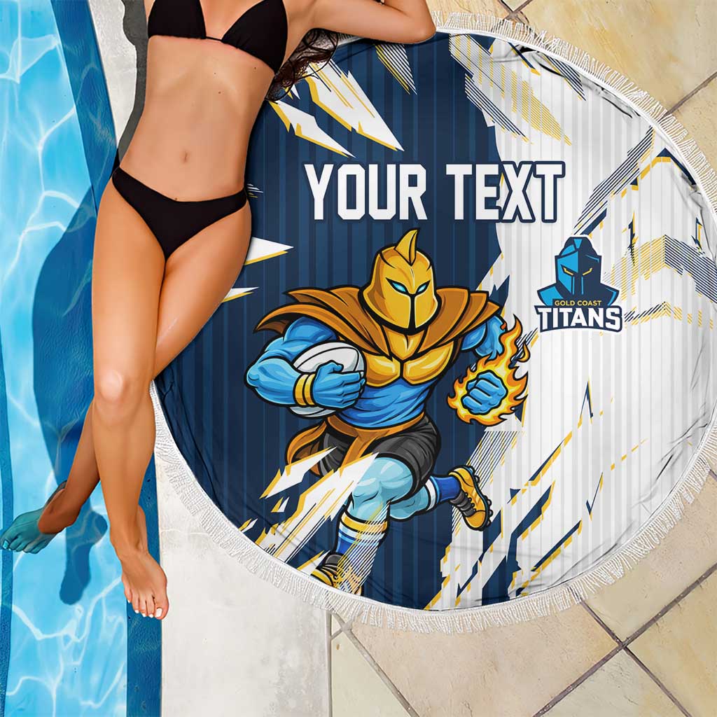 Personalized Gold Coast Titans Beach Blanket Dynamic Lightning Mascot Rugby Australia