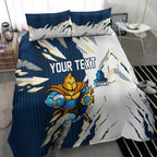 Personalized Gold Coast Titans Bedding Set Dynamic Lightning Mascot Rugby Australia