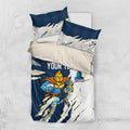 Personalized Gold Coast Titans Bedding Set Dynamic Lightning Mascot Rugby Australia