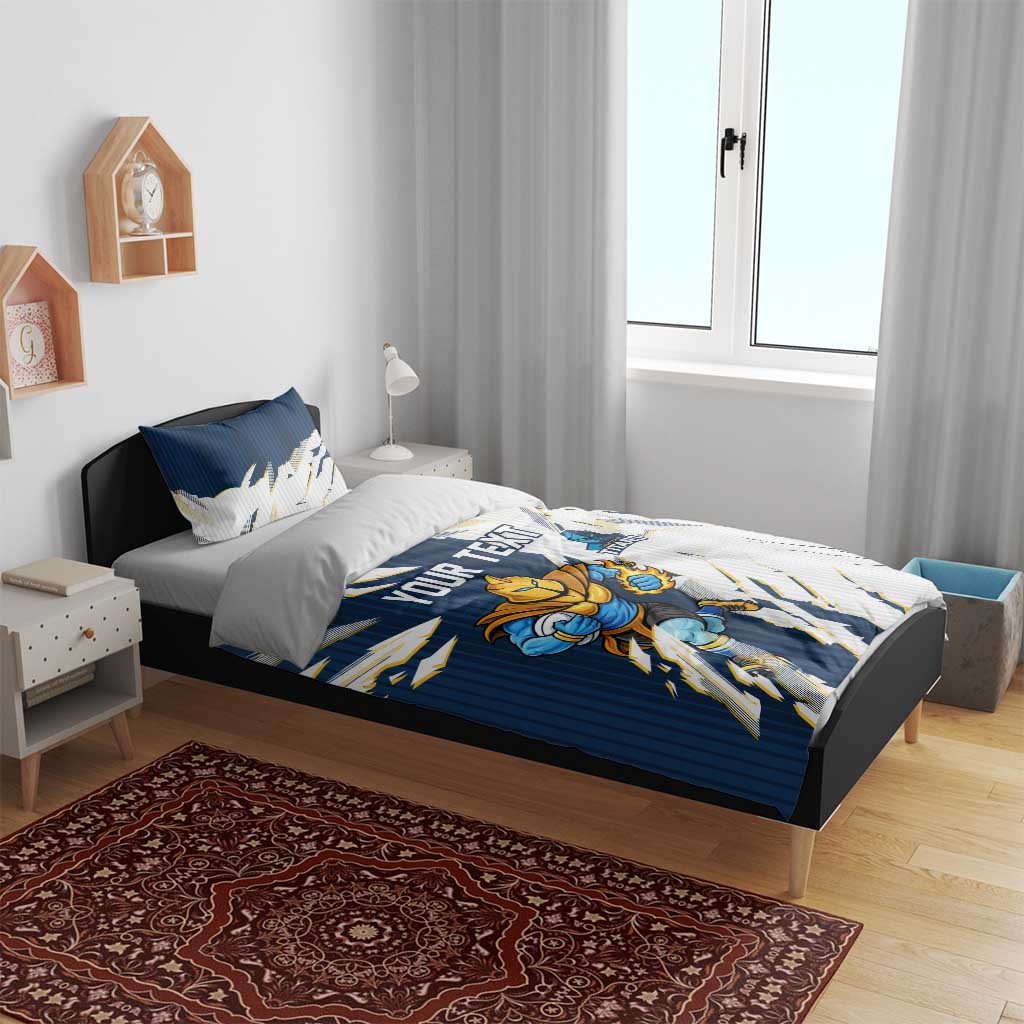 Personalized Gold Coast Titans Bedding Set Dynamic Lightning Mascot Rugby Australia