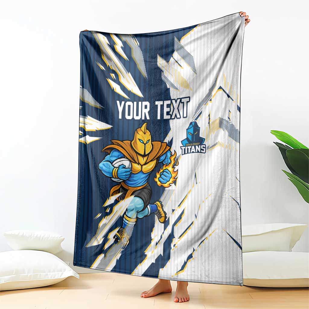 Personalized Gold Coast Titans Blanket Dynamic Lightning Mascot Rugby Australia