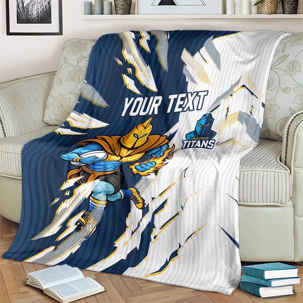 Personalized Gold Coast Titans Blanket Dynamic Lightning Mascot Rugby Australia