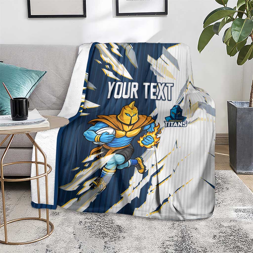 Personalized Gold Coast Titans Blanket Dynamic Lightning Mascot Rugby Australia