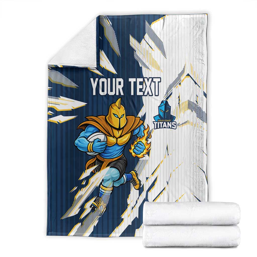 Personalized Gold Coast Titans Blanket Dynamic Lightning Mascot Rugby Australia